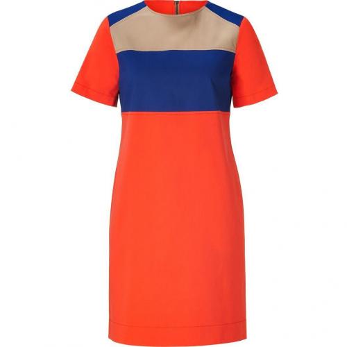 10 Crosby Derek Lam Orange/Navy/Beige Colorblocked Cotton Dress