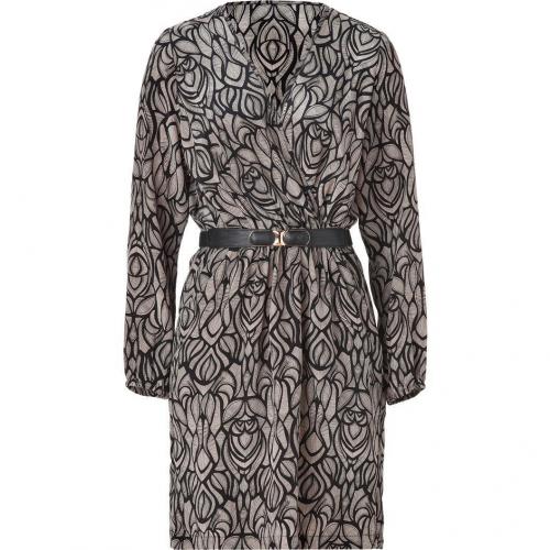 Akiko Black/Fawn Silk Wrap Dress