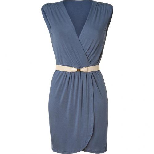 Akiko Dusty Blue Belted Jersey Dress