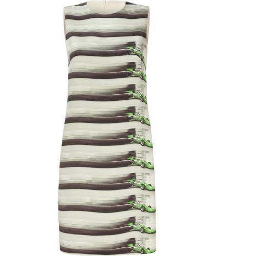 Akris Beige Stripe Formula 1 Printed Silk Dress