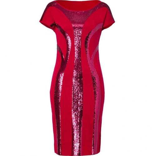 Alberta Ferretti Red Sequined Wool Dress