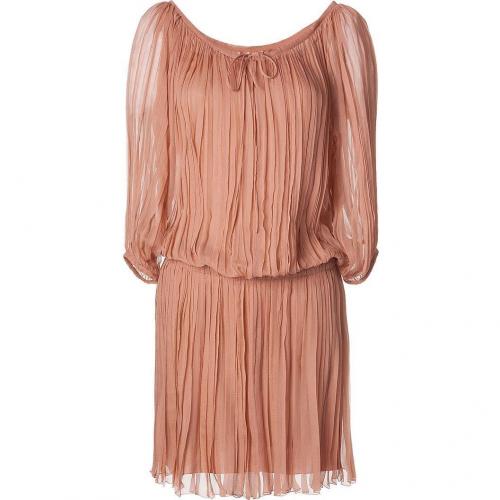 Alberta Ferretti Umber Pleated Silk Dress