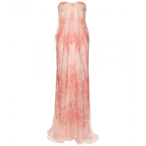 Alexander McQueen Abendrobe Aus Seidenchiffon Terracotta