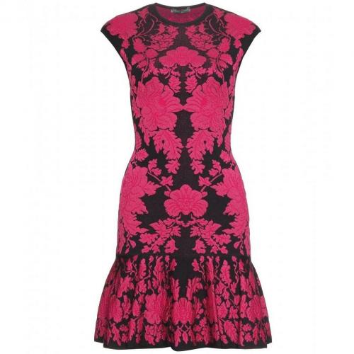 Alexander McQueen Intarsienstrickkleid Pink Black