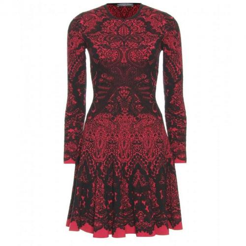 Alexander McQueen Intarsienstrickkleid Red