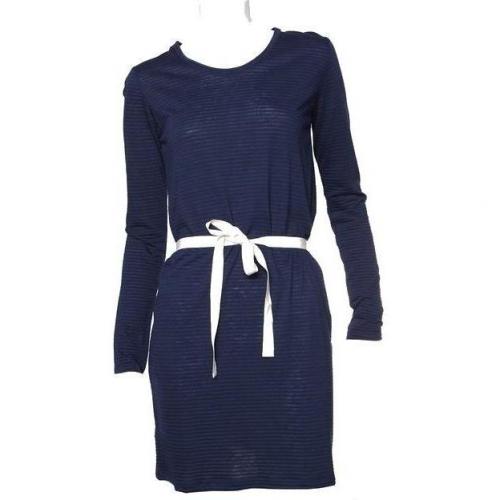 American Vintage Jersey-Kleid mit Gürtel dunkelblau blau