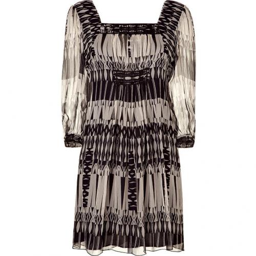 Anna Sui Black/Cream Aztec Print Kleid