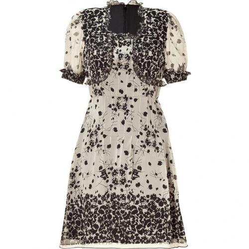 Anna Sui Black/Nude Floral Print Kleid