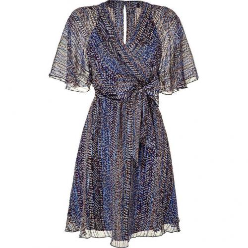 Anna Sui Electric Blue Lurex Wrap Kleid