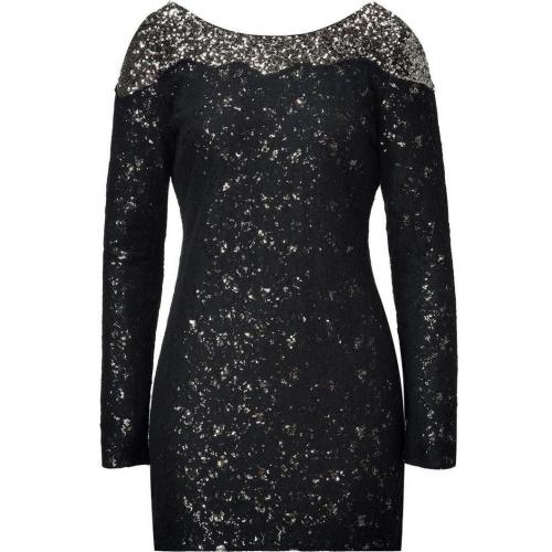 Antik Batik Black and Gold Sequin Embellished Lace Dress