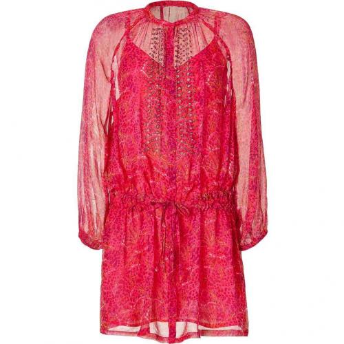 Antik Batik Fuchsia Multicolor Print Silk Tunic Dress