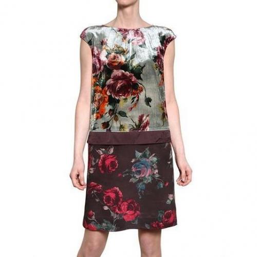 Antonio Marras Viskose Samt & Crepe De Chine Kleid