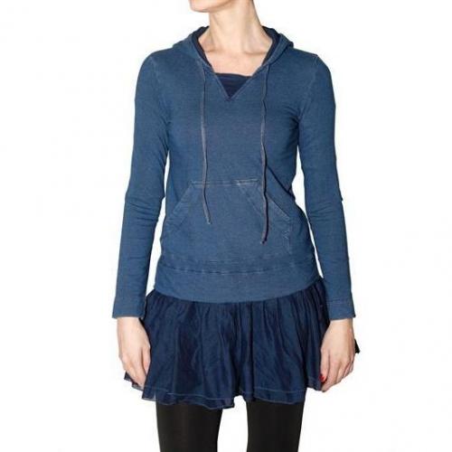Avantgard Denim Kapuzen Fleece Kleid