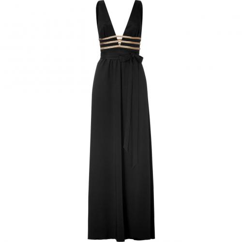 Azzaro Black and Gold Deep V-Neck Gown