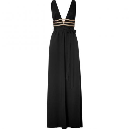 Azzaro Black and Gold Deep V-Neck Gown
