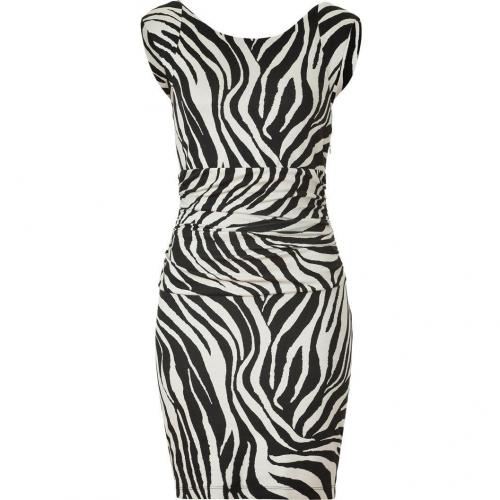 Bailey 44 Black & Sand Animal Print Draped Dress Ocelot