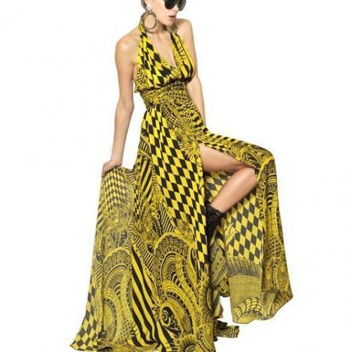 Balmain Bedrucktes Langes Crepe De Chine Kleid