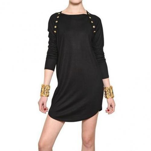 Balmain Gold Knopf Viskose Jersey Top/Kleid