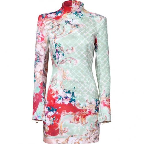 Balmain Mint-Multi Floral Silk Dress