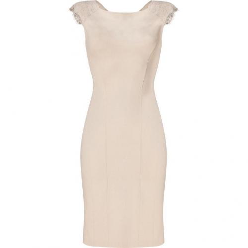 Blumarine Beige Stretch Sheath with Embellished Wool Shoulders