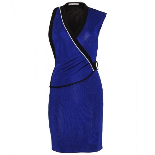 Bouchra Jarrar Strickkleid In Wickeloptik Navy Blue