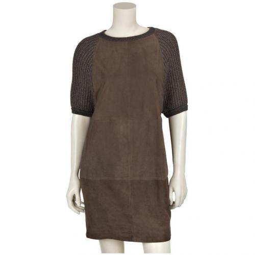 Brunello Cucinelli Lederkleid Braun