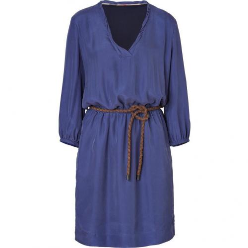 Burberry Brit Iris Blue Belted Silk Kleid