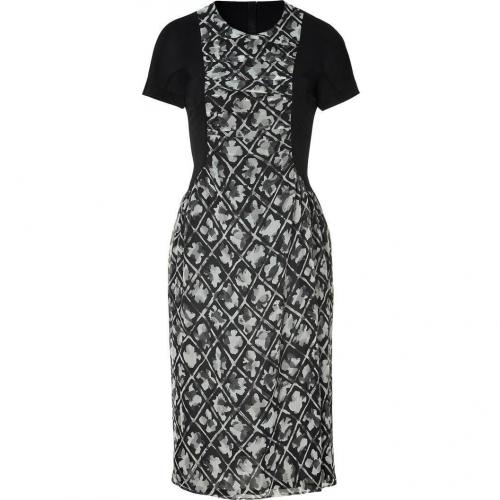Burberry London Charcoal Patterned Silk Chiffon Kleid
