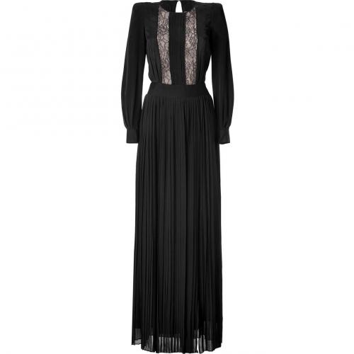 By Malene Birger Black Pleated Lace Trim Gown