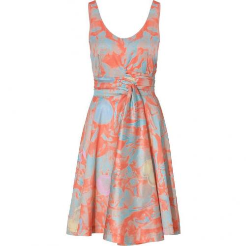Cacharel Tangarine/ Blue Printed Cotton Kleid