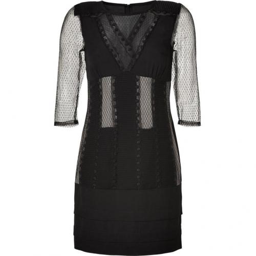 Catherine Malandrino Black Lace Paneled Silk Dress