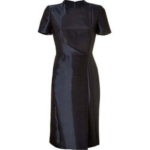 Cédric Charlier Navy Draped Taffeta Dress