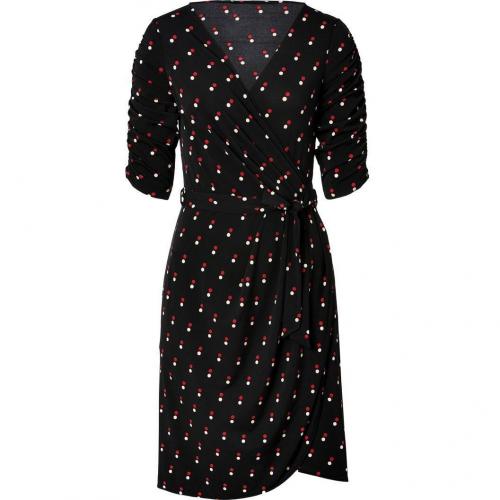 Collette by Collette Dinnigan Red/Ecru Dotted Black Jersey Wrap Dress