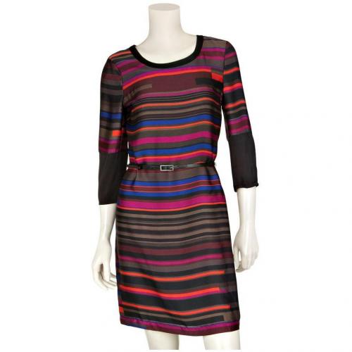 Comma Kleid Schwarz mit bunten Streifen