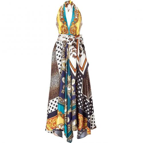 D&G Dolce & Gabbana Multicolor Printed Silk Halter Gown