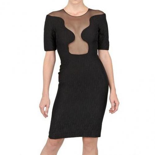 David Koma Seiden Jacquard & Netz Kleid