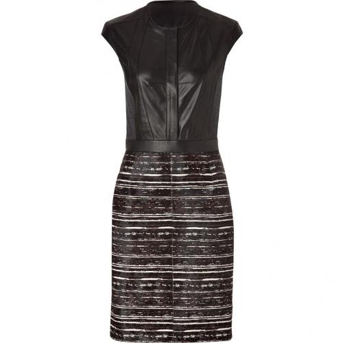 Derek Lam Black/Brown Striped Leather/Haircalf Dress