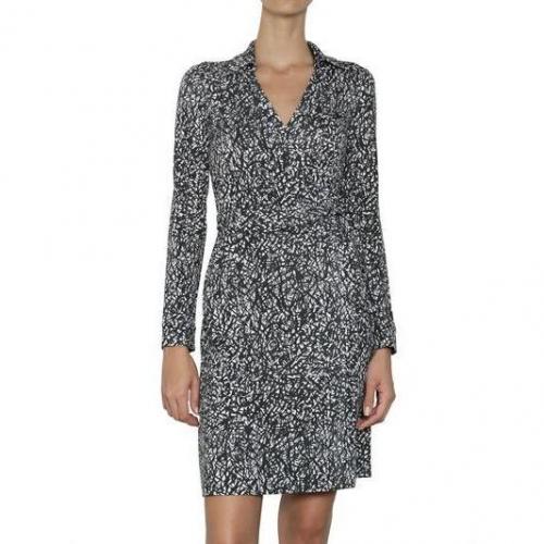 Diane von Furstenberg Bedrucktes Seiden Jersey Wickel Kleid Grey