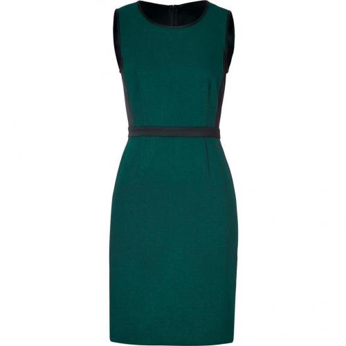 DKNY Azurite Green/Black Mixed-Media Sheath Kleid