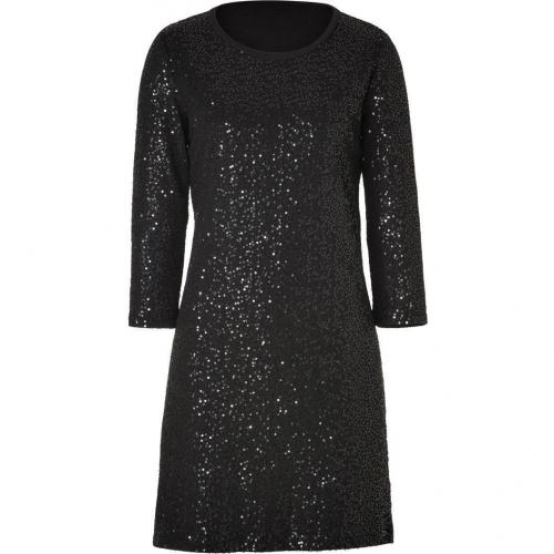 DKNY Black Cotton Allover Sequined Kleid