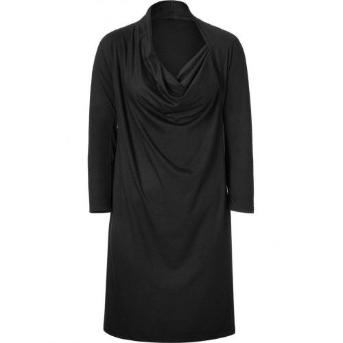 DKNY Black Drape Neck Jersey Kleid