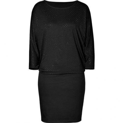 DKNY Black Embellished Top Jersey Kleid