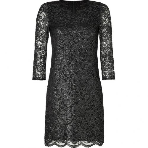 DKNY Black Metallic Floral Lace Kleid