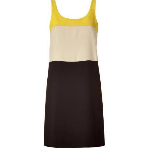 DKNY Yellow&White&Black Colorblock Sheath Kleid