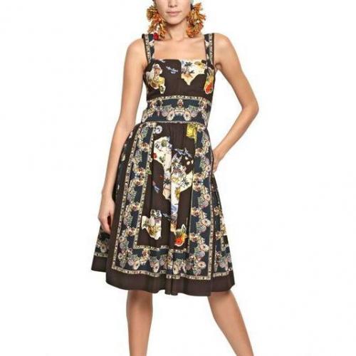 Dolce & Gabbana Baumwollpopelinekleid Mit Siziliendruck