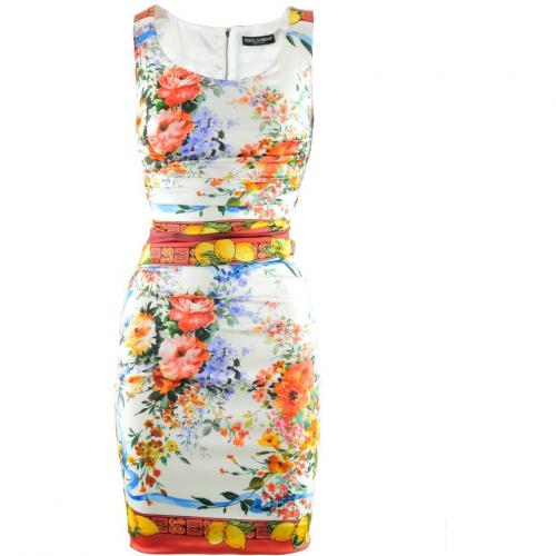 Dolce & Gabbana White Flower Fruit Print Dress