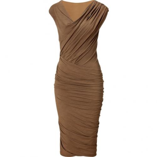 Donna Karan Clay Cap Sleeve Twist Drape Kleid