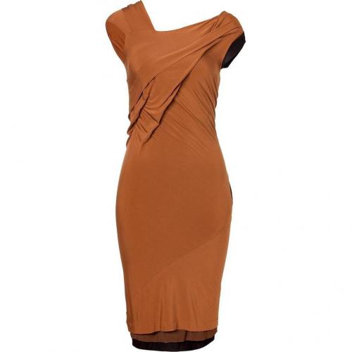 Donna Karan Copper Asymmetric Detailed Draped Kleid