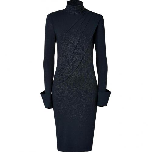 Donna Karan Dark Navy Screen Print Open Back Jersey Kleid