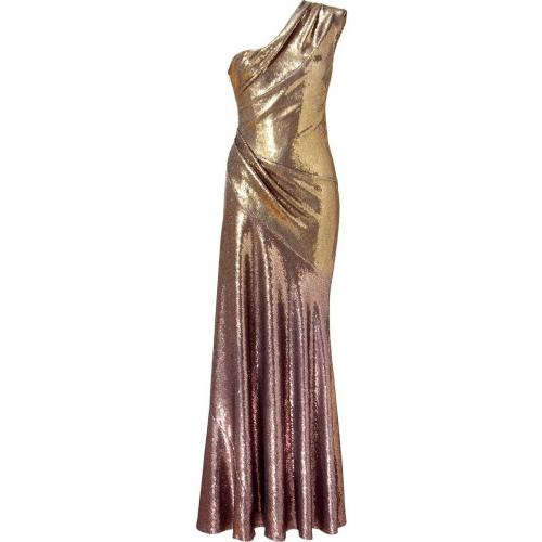 Donna Karan Gold All Over Sequined Maxi Kleid